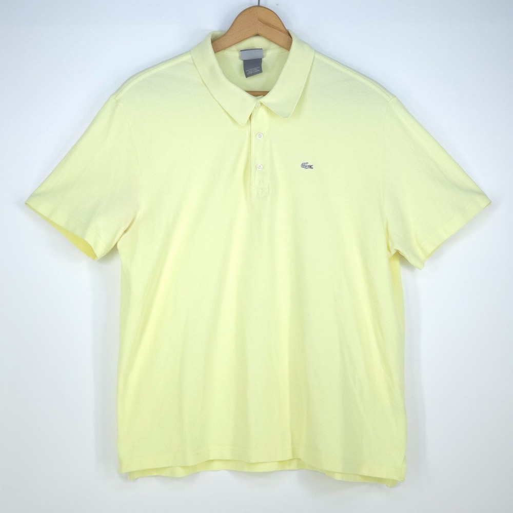 Lacoste 2000s Heather Yellow Pique Polo Shirt Mens 7 XL Y2K Crocodile Logo 5191L